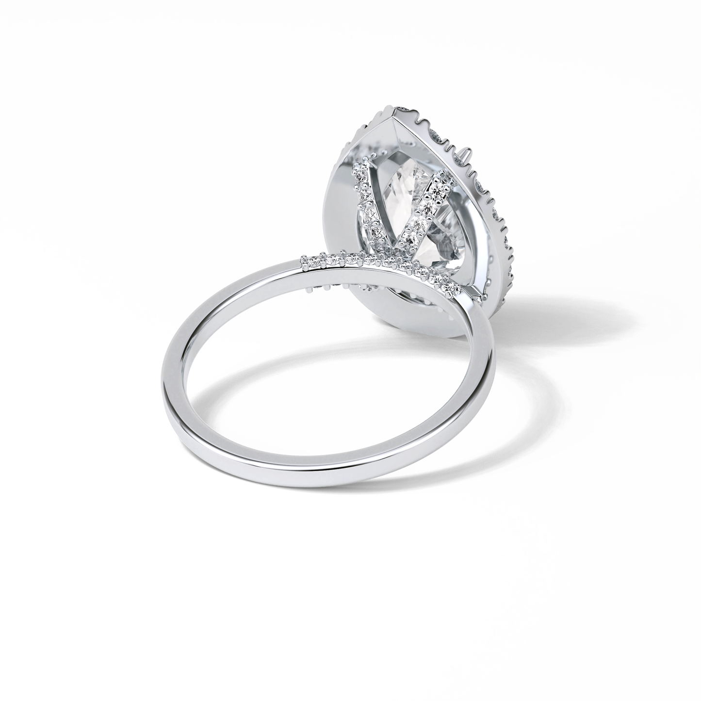 Pear Pave & Halo Lab Grown Diamond Engagement Ring