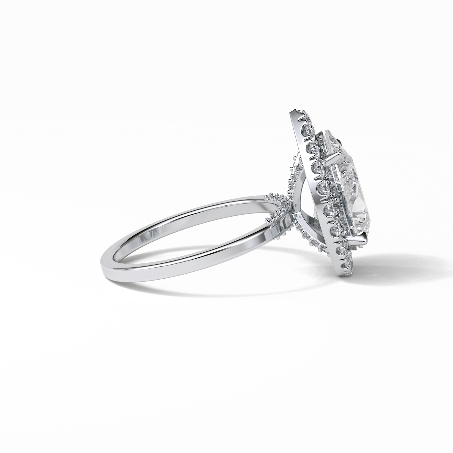 Pear Pave & Halo Lab Grown Diamond Engagement Ring