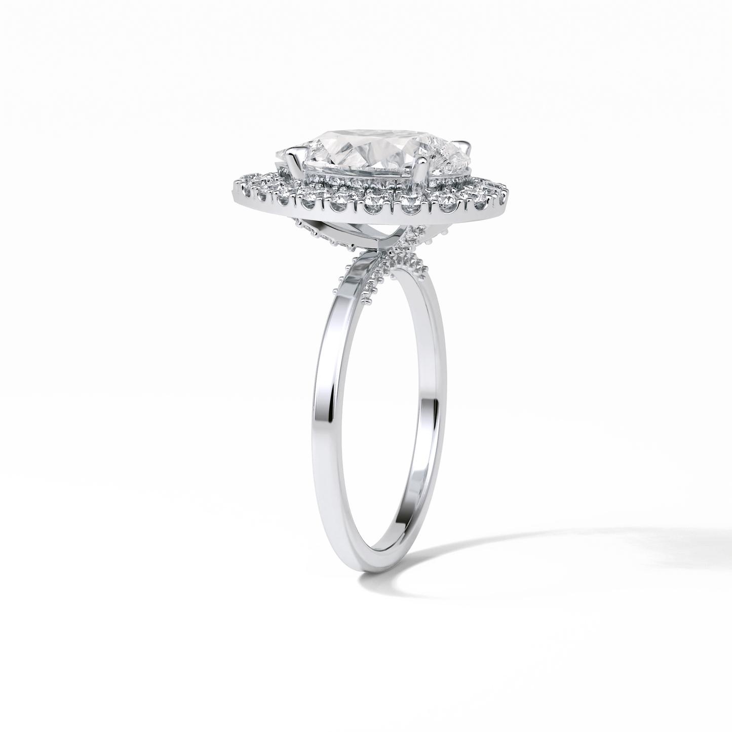 Pear Pave & Halo Lab Grown Diamond Engagement Ring