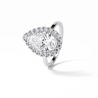 Pear Pave & Halo Lab Grown Diamond Engagement Ring