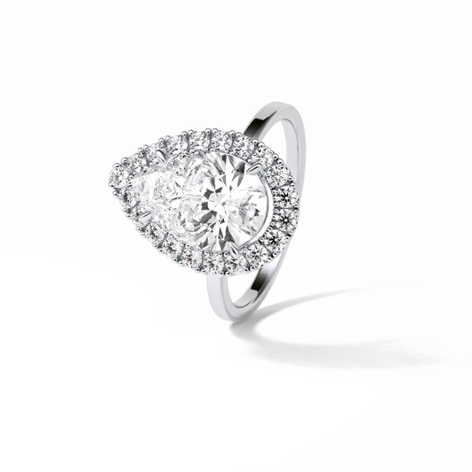 Pear Pave & Halo Lab Grown Diamond Engagement Ring