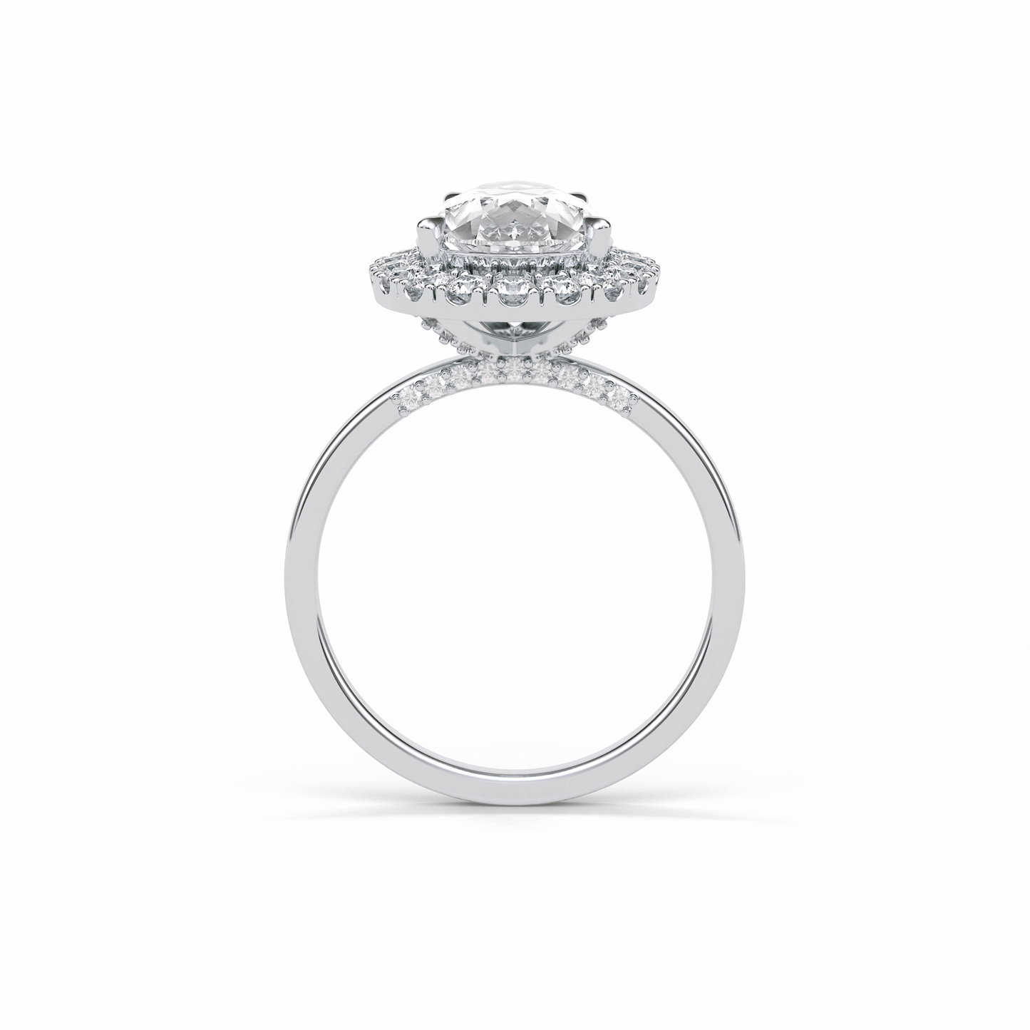 Pear Pave & Halo Lab Grown Diamond Engagement Ring