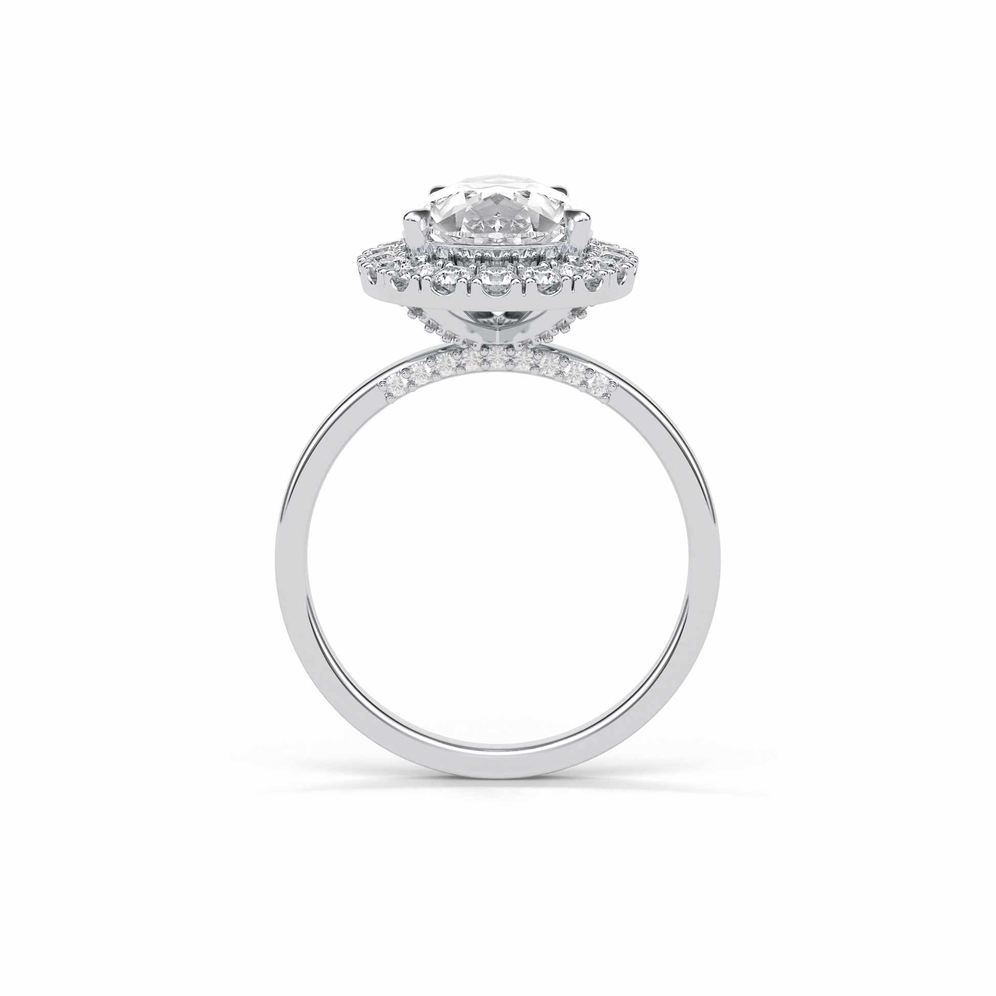 Pear Pave & Halo Lab Grown Diamond Engagement Ring