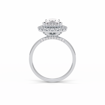 Pear Pave & Halo Lab Grown Diamond Engagement Ring