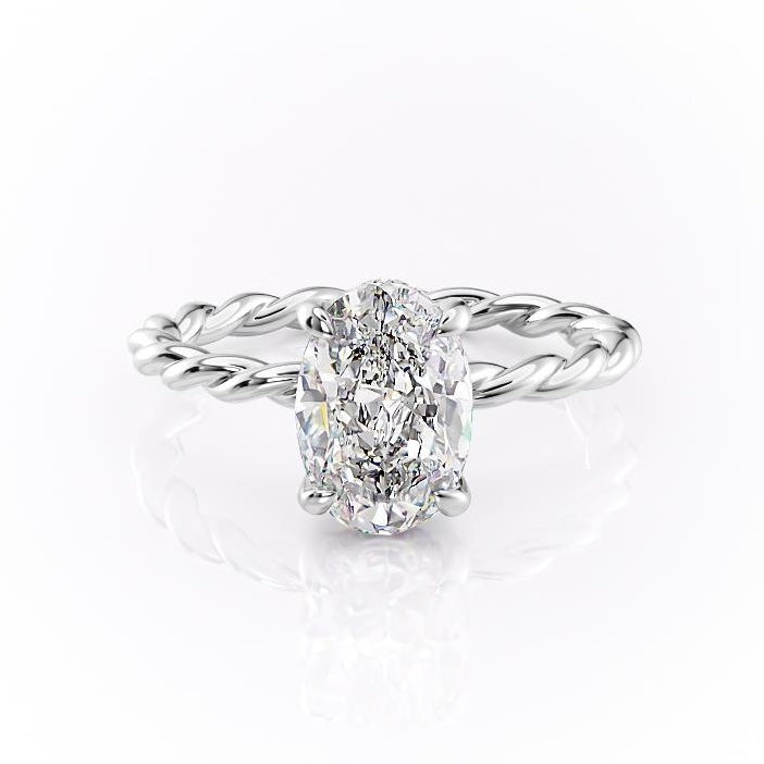 2.10 CT Oval Solitaire & Twisted Band Style Moissanite Engagement Ring 10