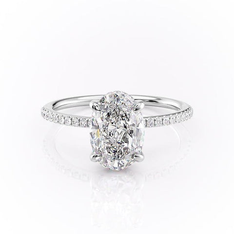 2.10 CT Oval Cut Solitaire & Pave Setting Moissanite Engagement Ring 1