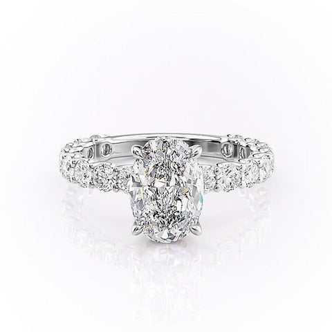 2.10 CT Oval Cut Solitaire Pave Setting Moissanite Engagement Ring 10