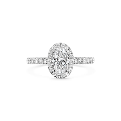 0.7 CT Oval Halo CVD F/VS1 Diamond Engagement Ring 1