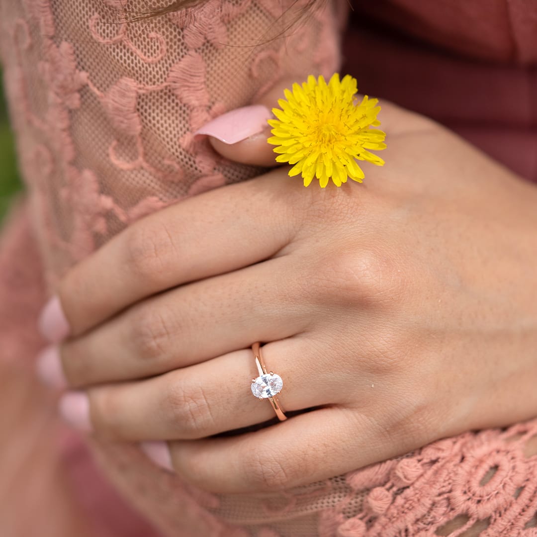 1.33 CT Oval Cut Solitaire Moissanite Engagement Ring 3