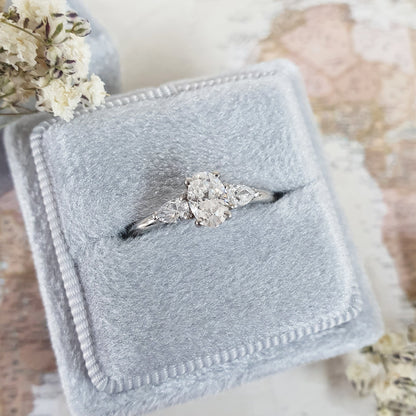 0.40 CT Oval Three Stones Lab Grown Diamond Engagement Ring