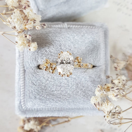 Oval Art Deco Lab Grown Diamond Engagement Ring