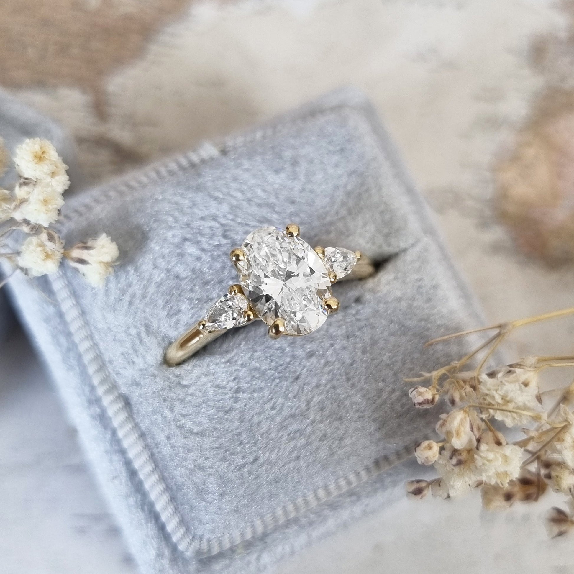 1.50 CT Oval Three Stones Lab Grown Diamond Engagement Ring