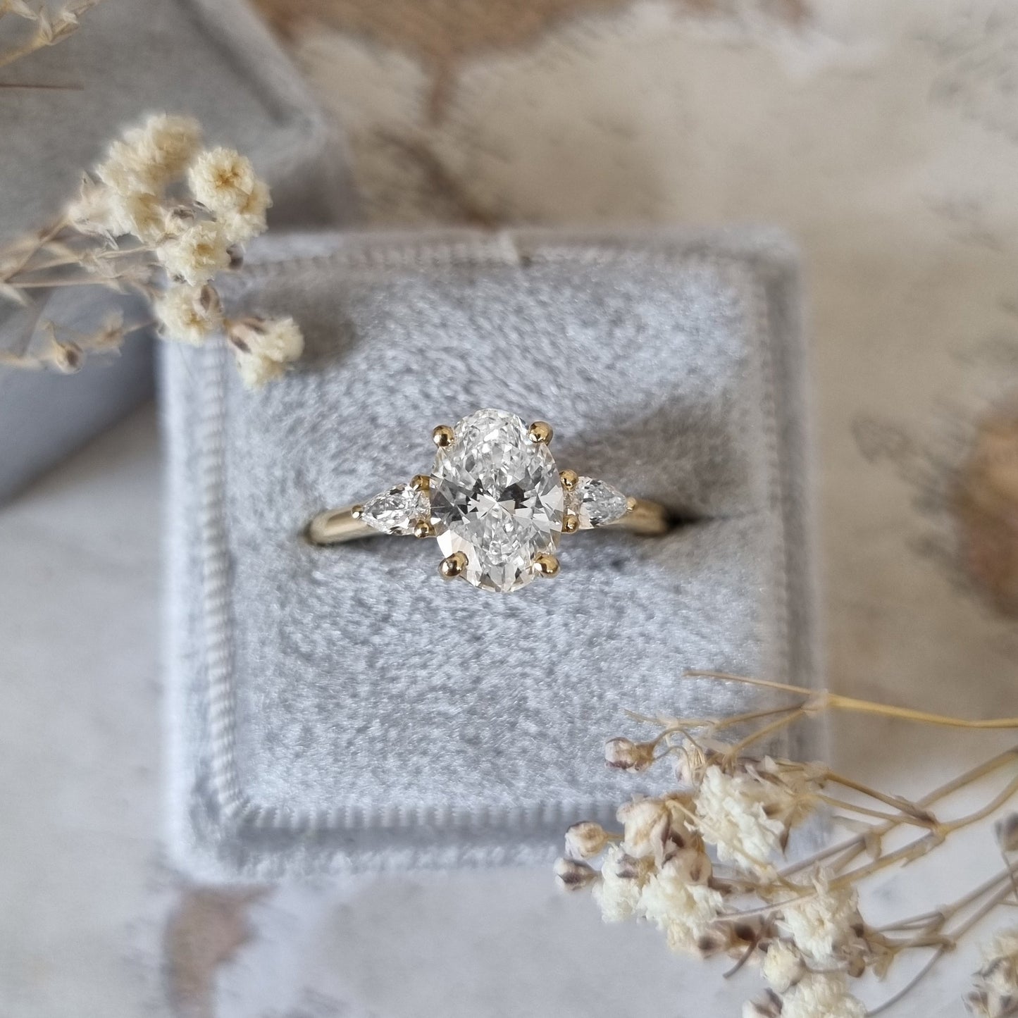 1.50 CT Oval Three Stones Lab Grown Diamond Engagement Ring