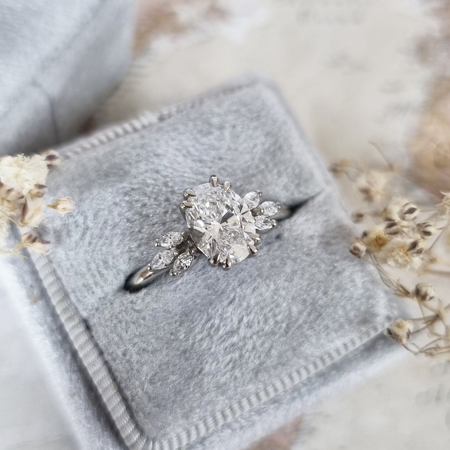 Oval Cluster Lab Grown Diamond Engagement Ring