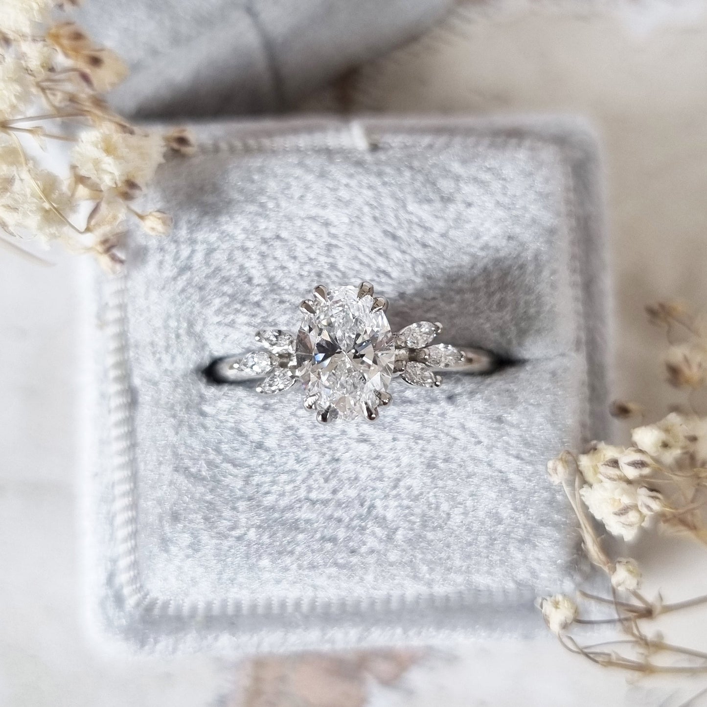 Oval Cluster Lab Grown Diamond Engagement Ring