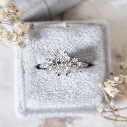Oval Cluster Lab Grown Diamond Engagement Ring