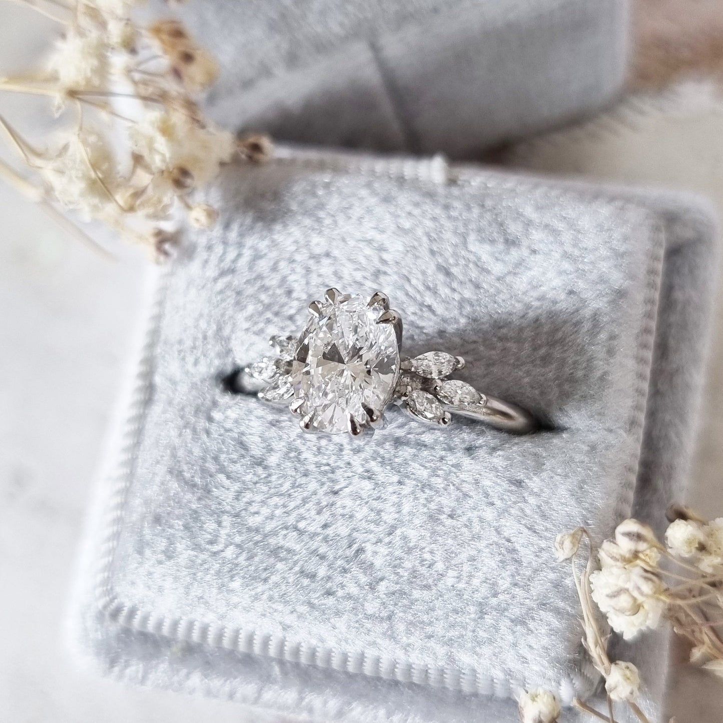 Oval Cluster Lab Grown Diamond Engagement Ring