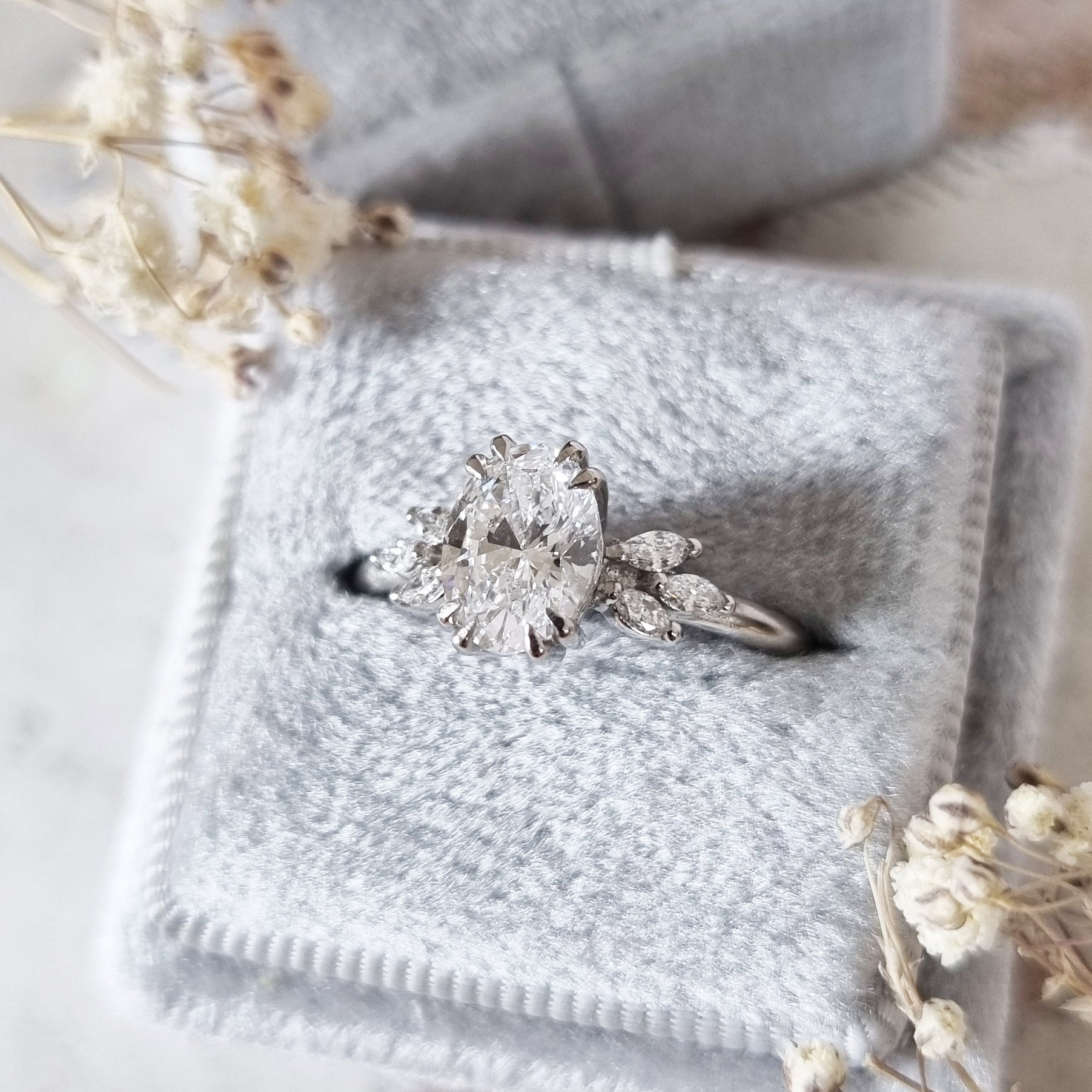 Oval Cluster Lab Grown Diamond Engagement Ring