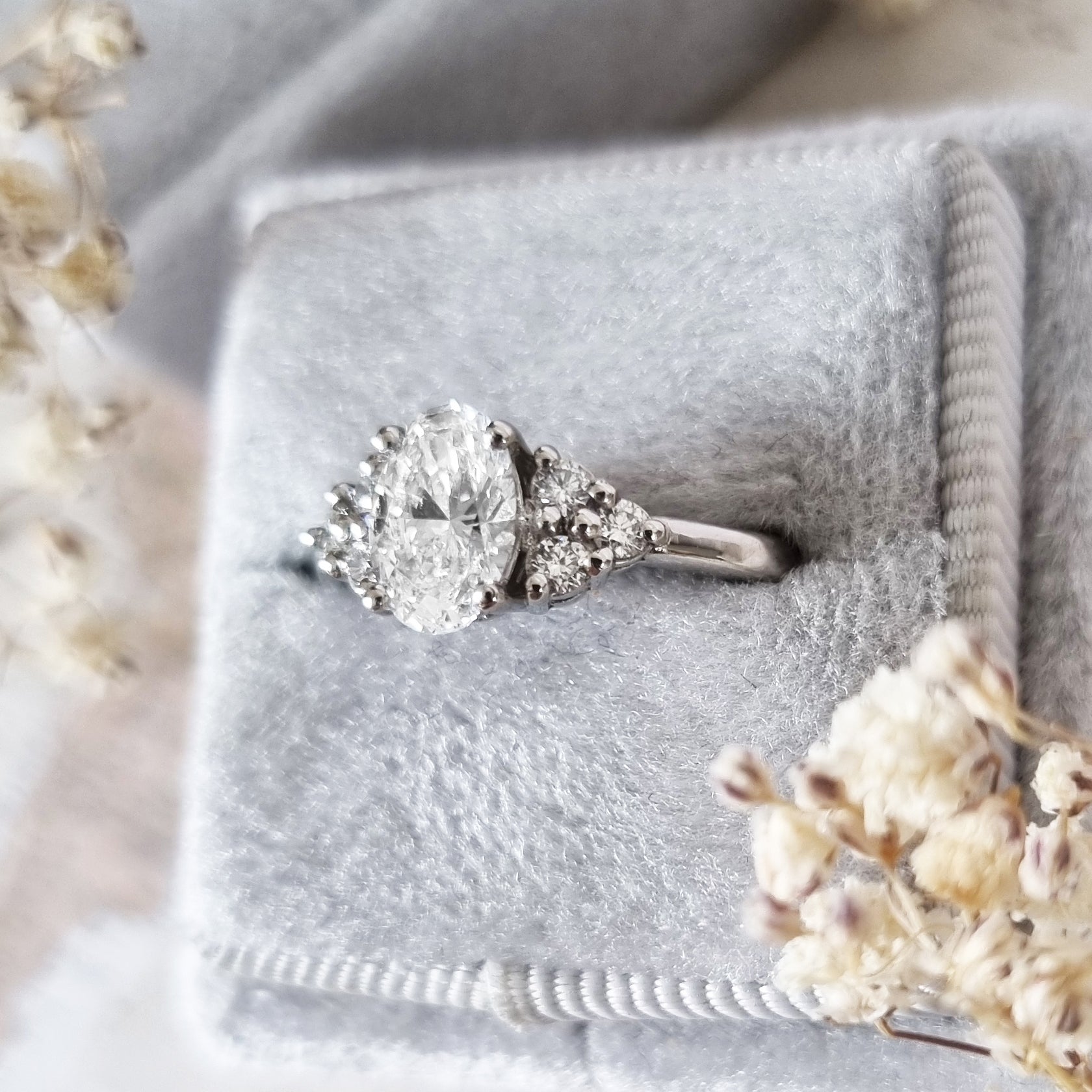 Oval Cluster Lab Grown Diamond Engagement Ring