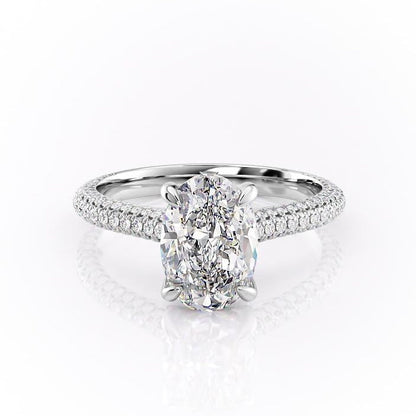 1.91 CT Oval Cut Solitaire Triple Pave Setting Moissanite Engagement Ring 10