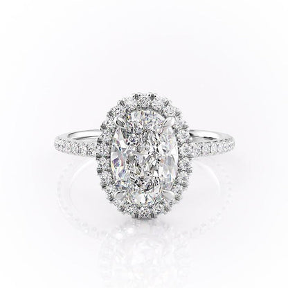 2.10 CT Oval Cut Halo Pave Setting Moissanite Engagement Ring 10