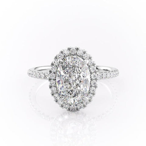 2.10 CT Oval Cut Halo Pave Setting Moissanite Engagement Ring 10