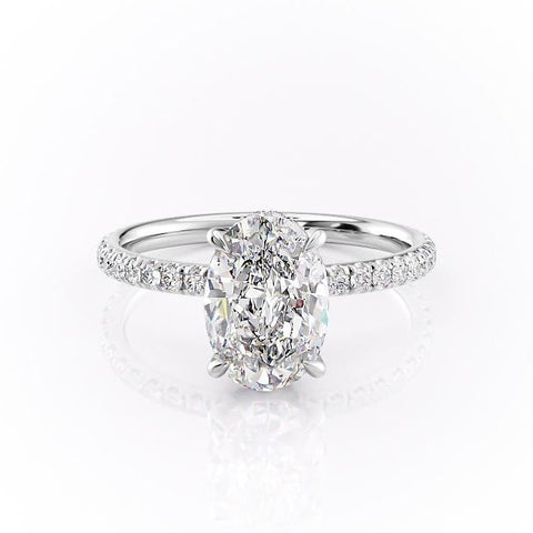 2.10 CT Oval Cut Solitaire Pave Setting Moissanite Engagement Ring 10