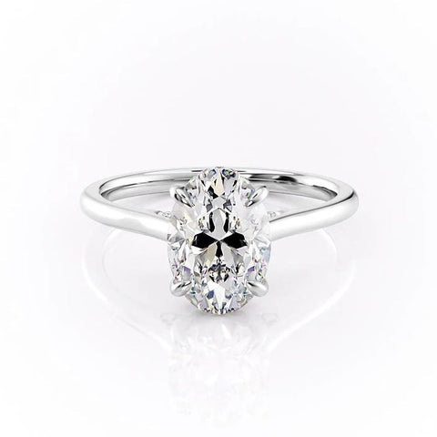 2.10 Oval Cut Solitaire Style Moissanite Engagement Ring 10