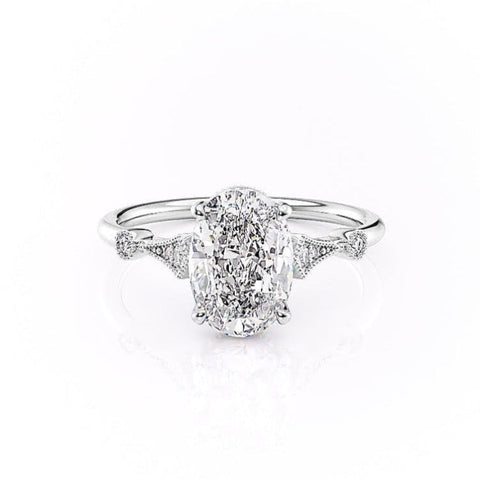 1.91 CT Oval Cut Solitaire Milgrain Pave Set Moissanite Engagement Ring 10