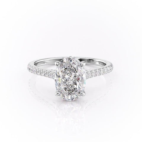 2.72 CT Oval Cut Pave Setting Moissanite Engagement Ring 10