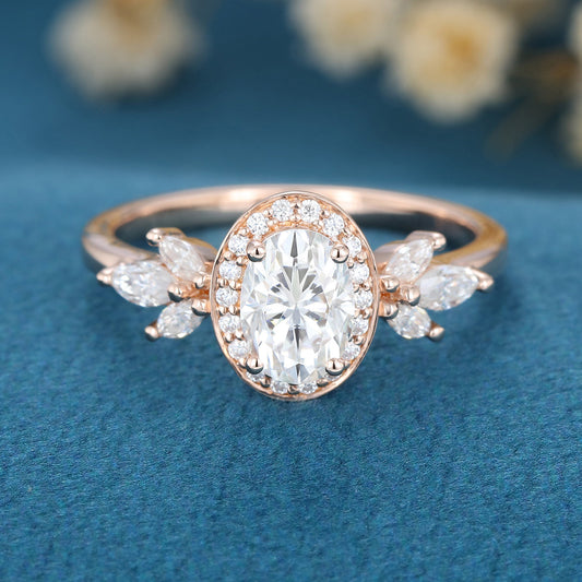 Oval Cluster Lab Grown Diamond Engagement Ring