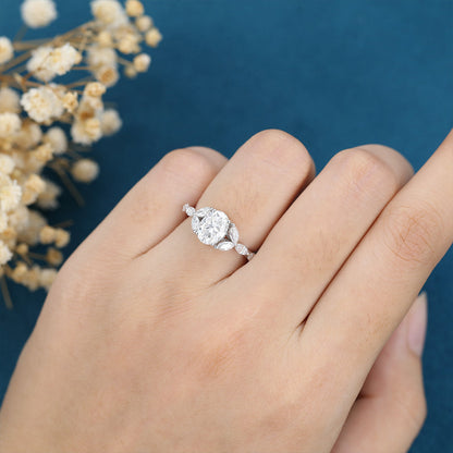 Oval Cluster Lab Grown Diamond Engagement Ring