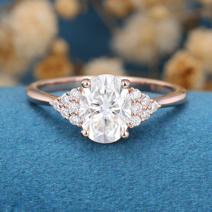 Oval Cluster Lab Grown Diamond Engagement Ring