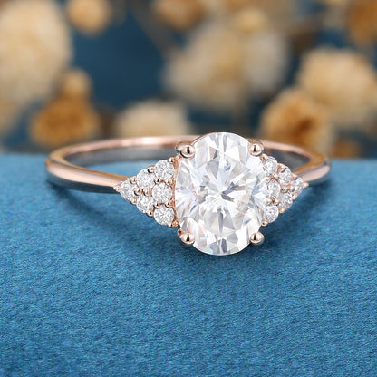 Oval Cluster Lab Grown Diamond Engagement Ring