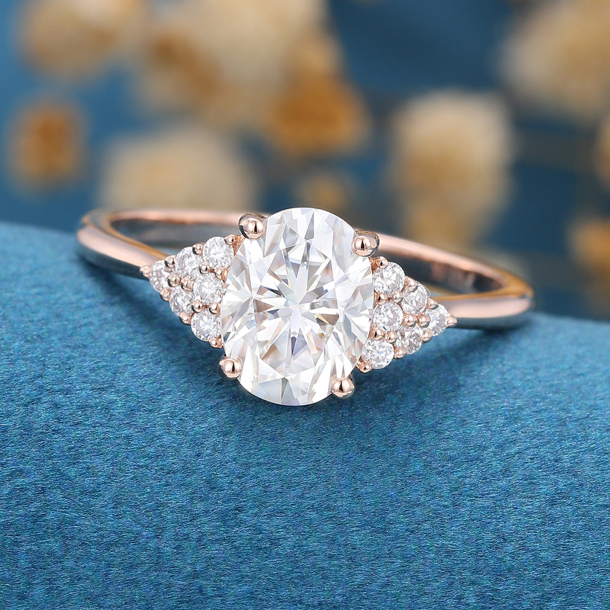 Oval Cluster Lab Grown Diamond Engagement Ring
