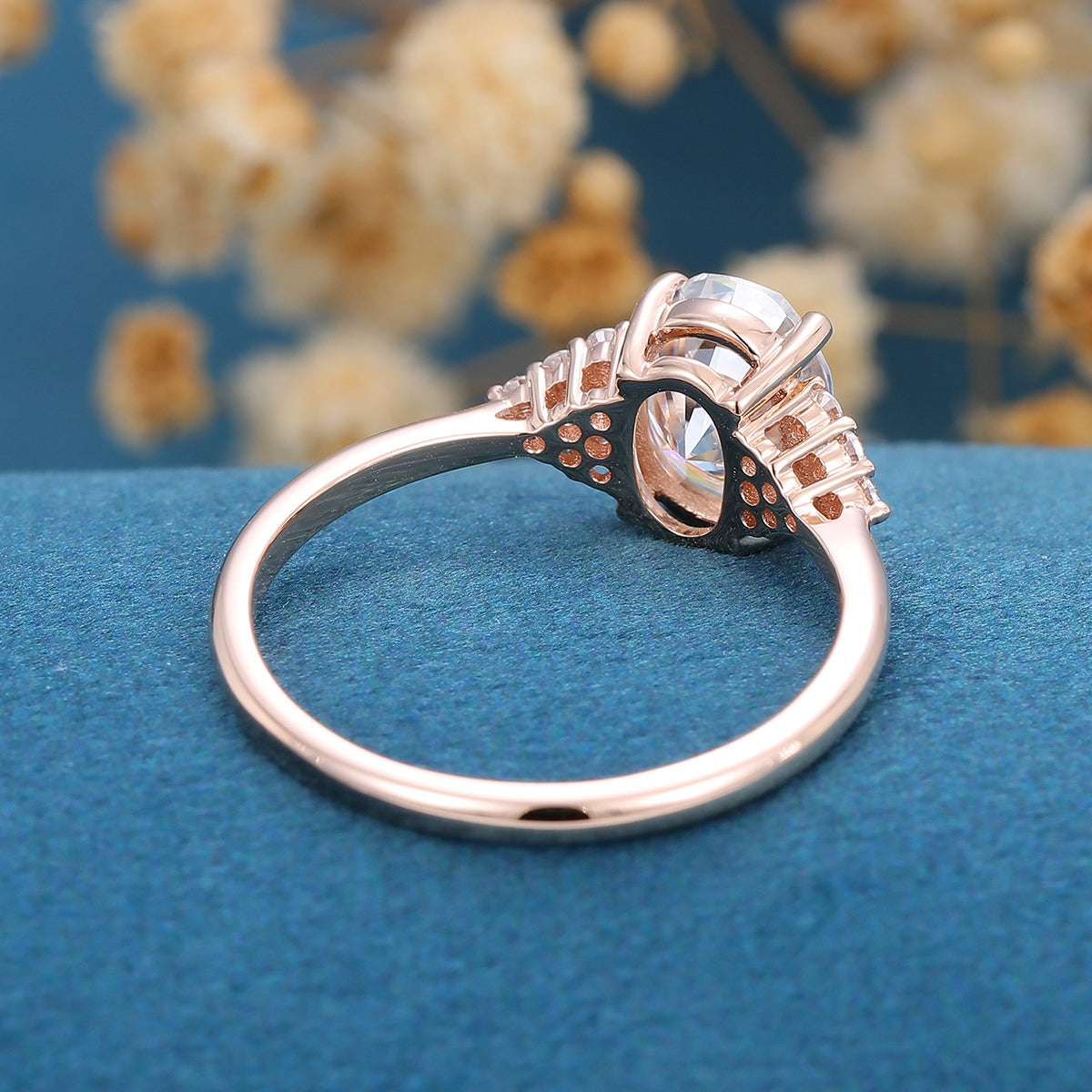 Oval Cluster Lab Grown Diamond Engagement Ring