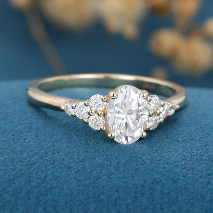 Oval Cluster Lab Grown Diamond Engagement Ring