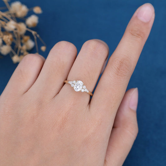 Oval Cluster Lab Grown Diamond Engagement Ring