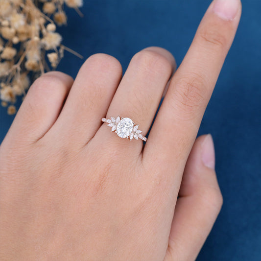 Oval Cluster Lab Grown Diamond Engagement Ring