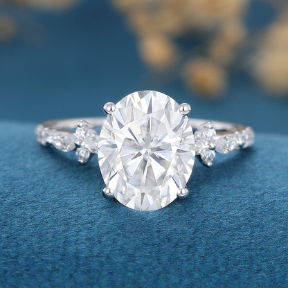 Oval Cluster Lab Grown Diamond Engagement Ring