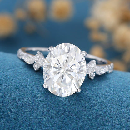 Oval Cluster Lab Grown Diamond Engagement Ring