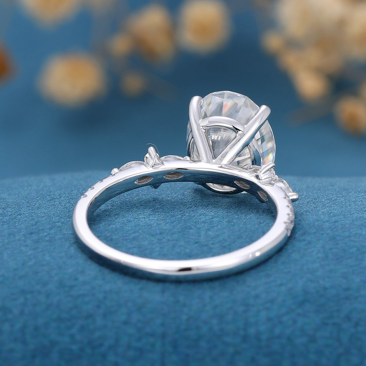 Oval Cluster Lab Grown Diamond Engagement Ring