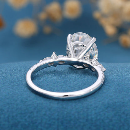 Oval Cluster Lab Grown Diamond Engagement Ring