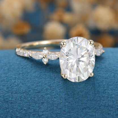 Oval Cluster Lab Grown Diamond Engagement Ring
