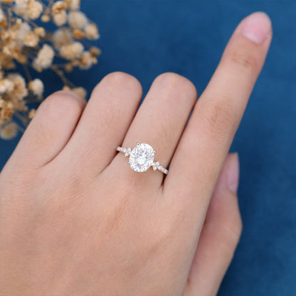 Oval Cluster Lab Grown Diamond Engagement Ring