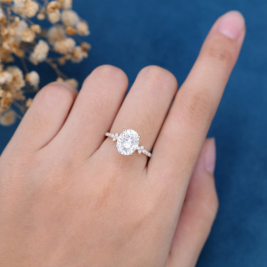 Oval Cluster Lab Grown Diamond Engagement Ring