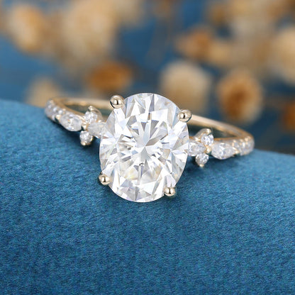Oval Cluster Lab Grown Diamond Engagement Ring