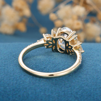 Oval Cluster Lab Grown Diamond Engagement Ring