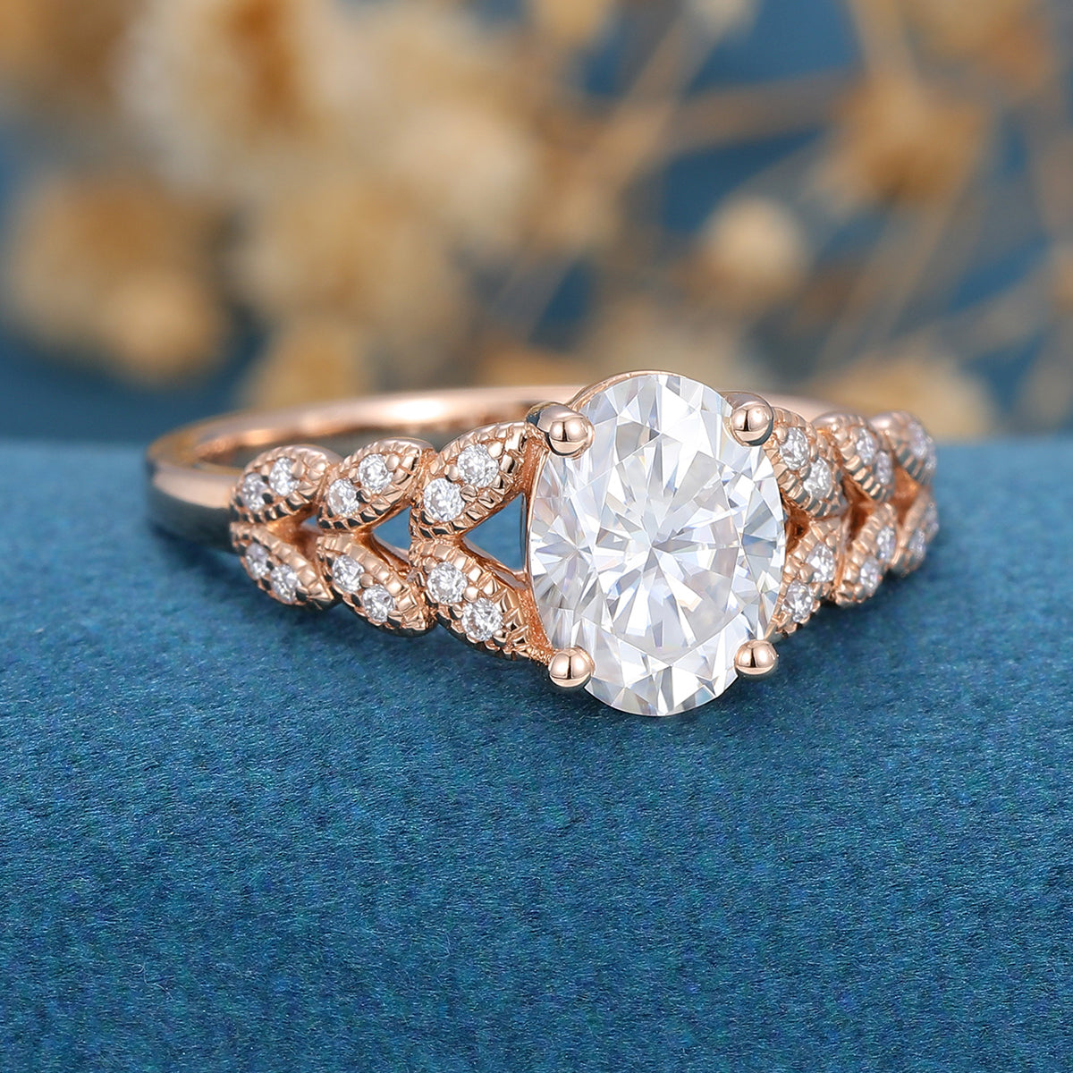 Oval Cluster Lab Grown Diamond Engagement Ring
