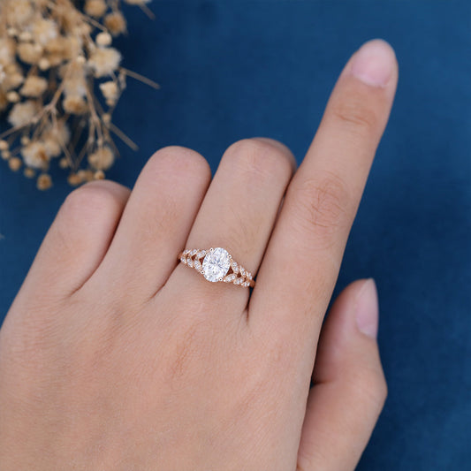 Oval Cluster Lab Grown Diamond Engagement Ring